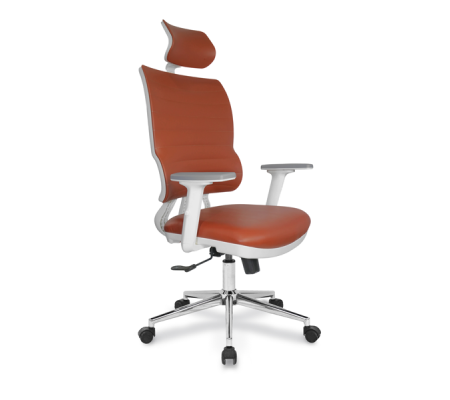 Jumbo Beyaz Gövde Deri Döşemeli Çalışma Koltuk